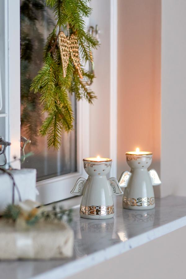Bloomingville Faella Votive & Candle Holder, White, Stoneware