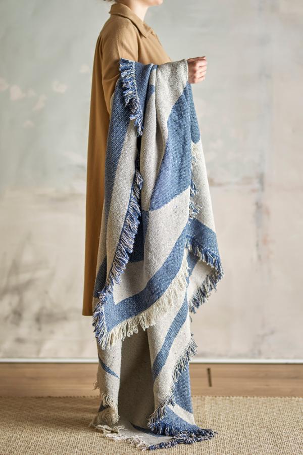 Bloomingville Agno Throw, Blue, Recycled Cotton