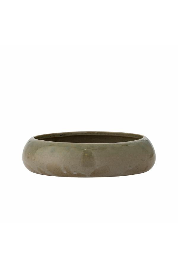 Bloomingville Imke Flowerpot w/Saucer, Green, Stoneware