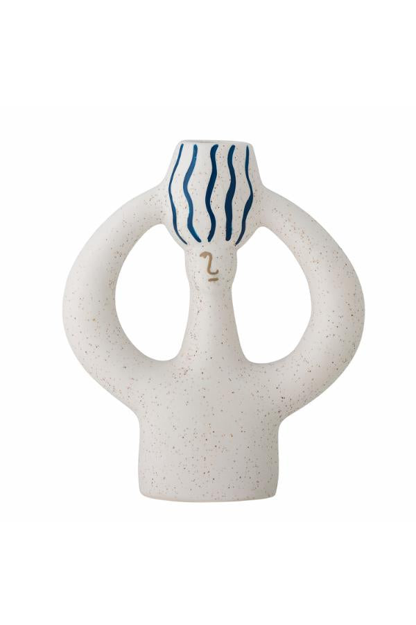 Bloomingville Hatty Candle Holder, Blue, Stoneware