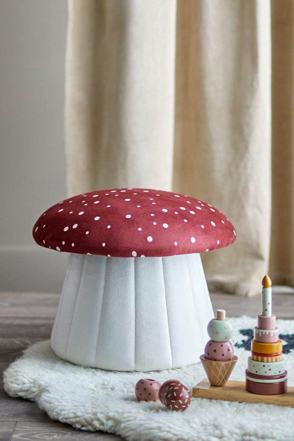 Bloomingville Mini Lue Pouf, Red, Polyester