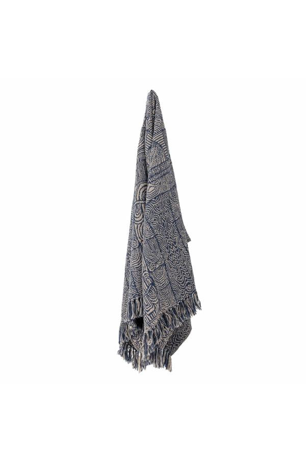 Bloomingville Bresso Throw, Blue, Recycled Cotton