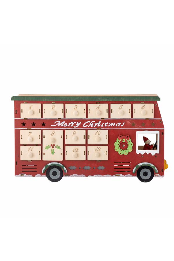 Bloomingville Edward Calendar w/light, Red, Plywood