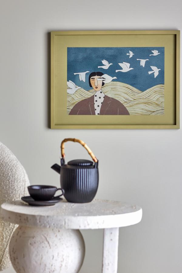 Bloomingville Flyvielle Illustration w/ Frame, Multi, Firwood