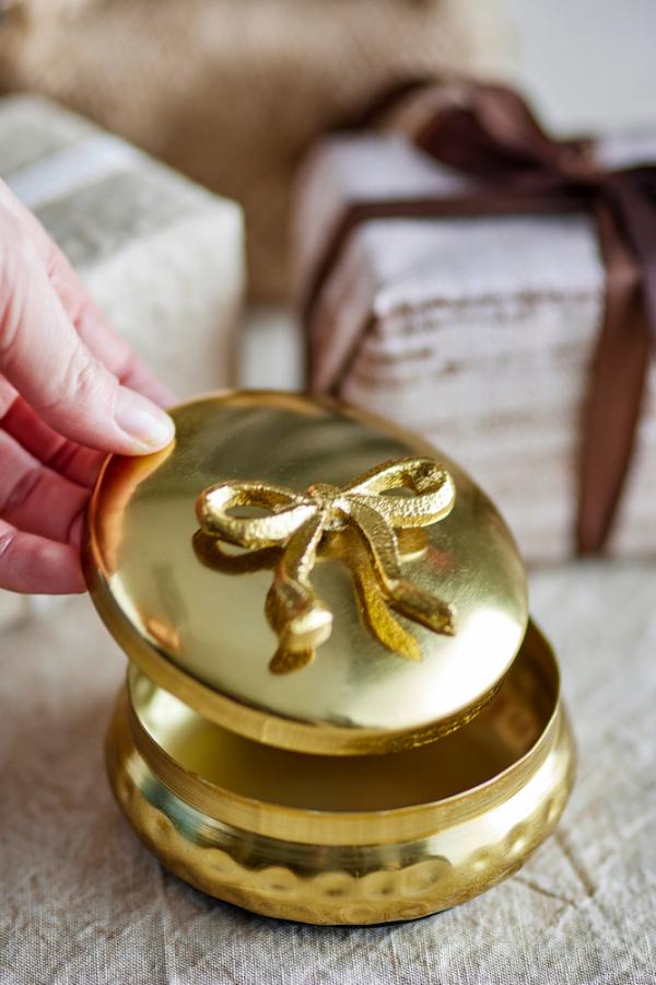 Bloomingville Meera Jar w/Lid, Gold, Metal
