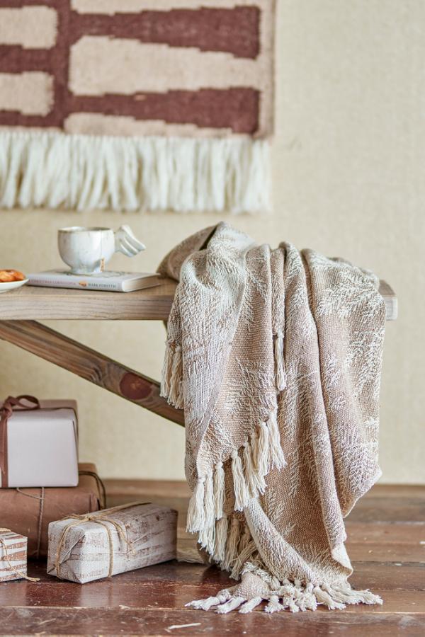 Bloomingville Gabriela Throw, Brown, Recycled Cotton