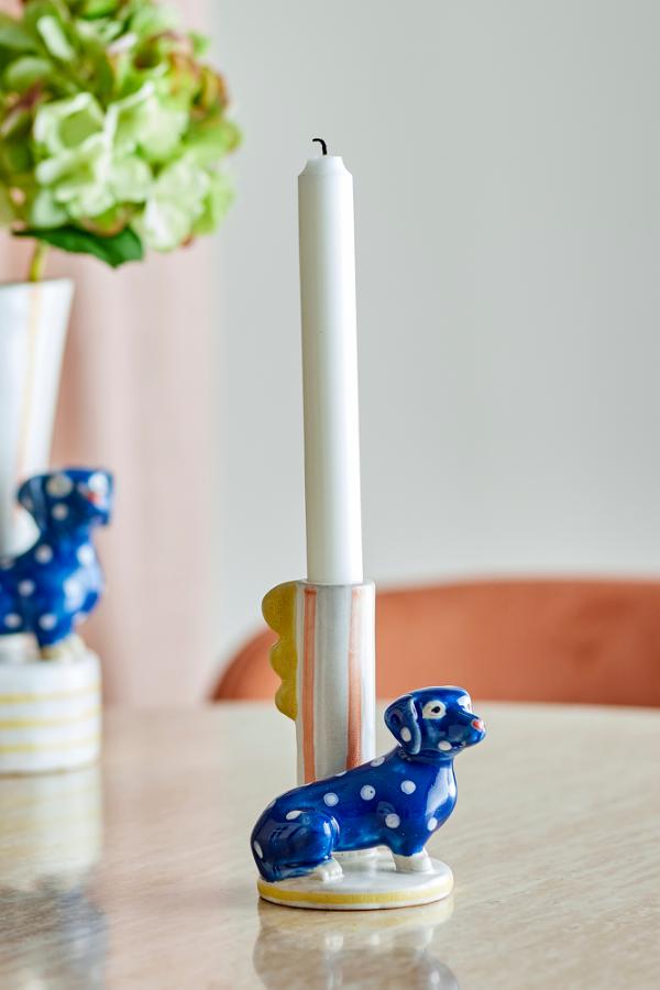 Bloomingville Dachsy Candle Holder, Multi, Stoneware