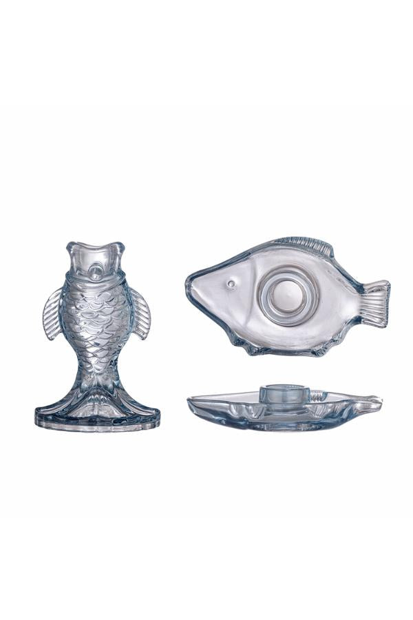 Creative Collection Linley Candle Holder, Blue, Glass