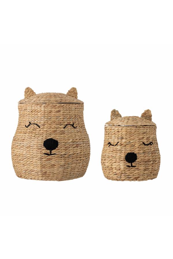 Bloomingville Mini Berny Basket w/Lid, Nature, Water Hyacinth