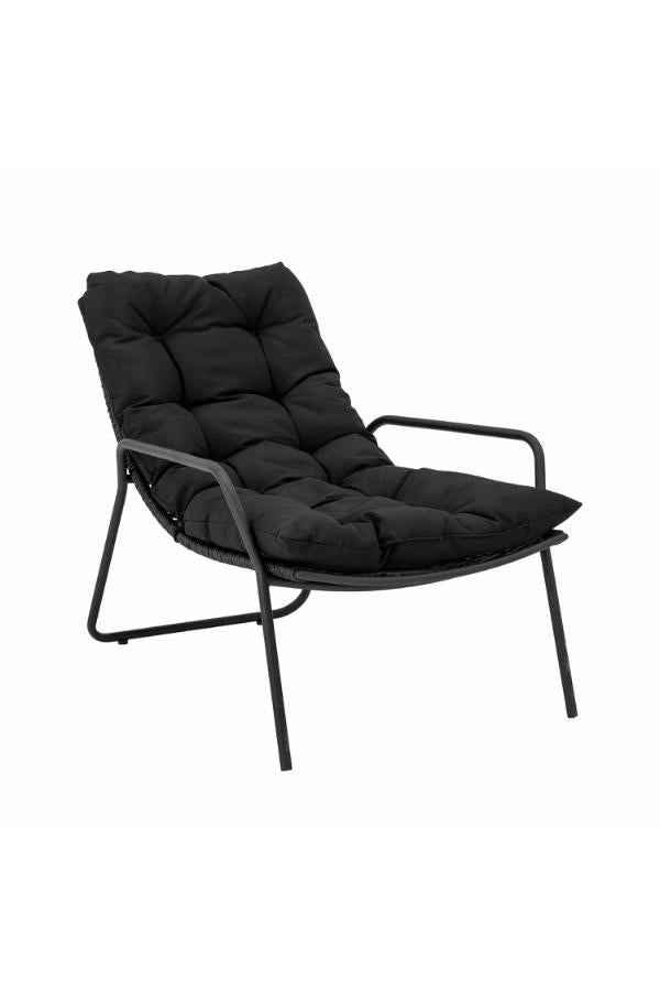 Bloomingville Boel Deck Chair with Stool, Black, Metal