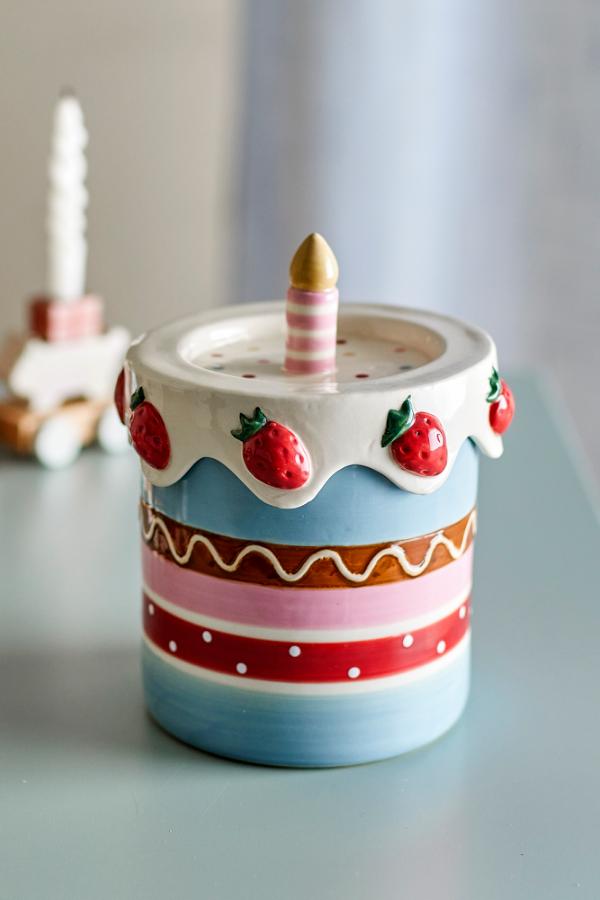 Bloomingville Mini Milkya Jar w/Lid, Multi, Stoneware