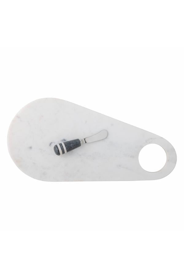 Bloomingville Abrielle Serving Board w/Knife, White, Marble