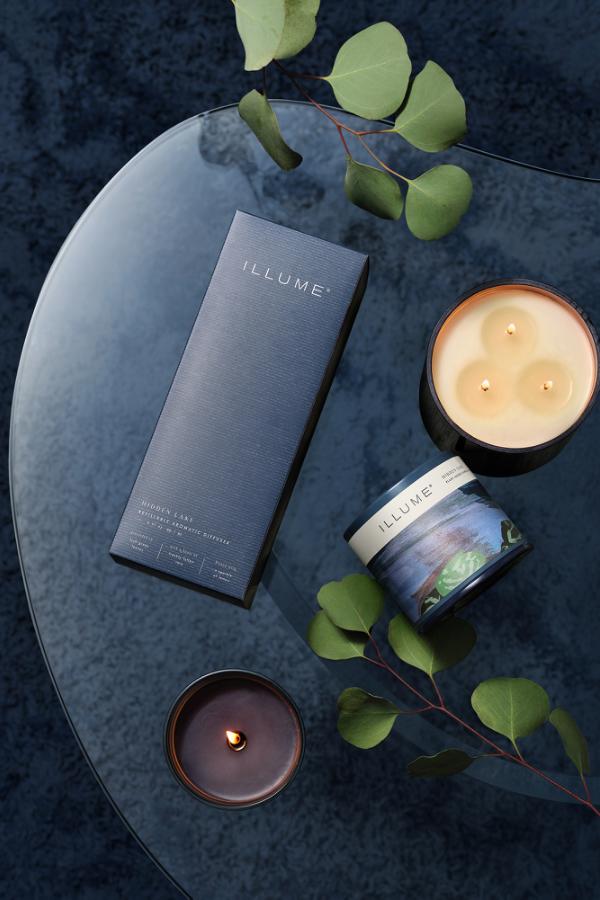Illume Hidden Lake Demi Vanity Tin Candle, Blue,