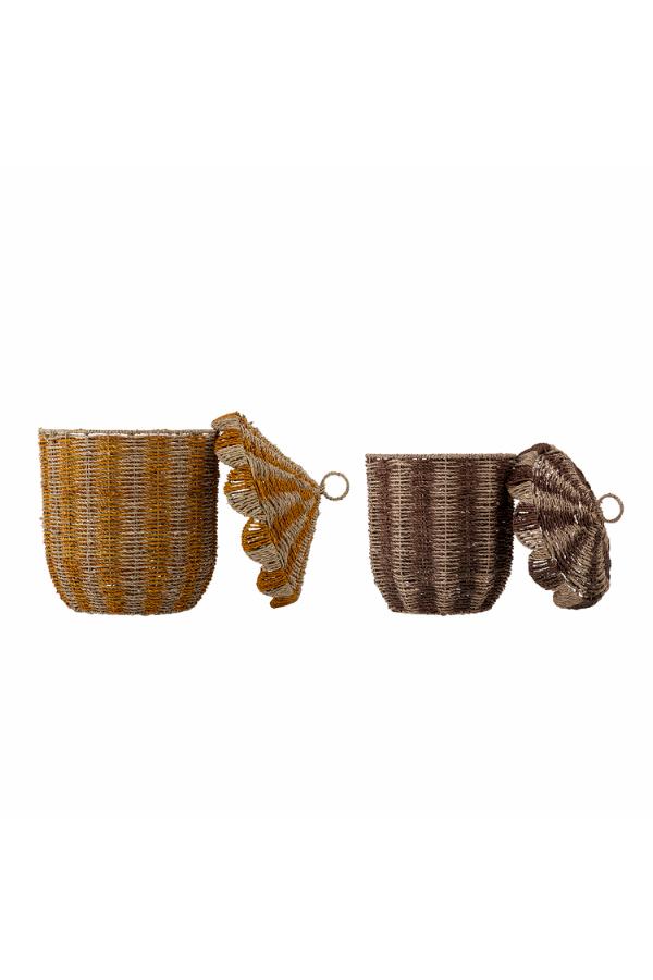 Bloomingville Mini Cikkeline Basket w/Lid, Multi, Seagrass
