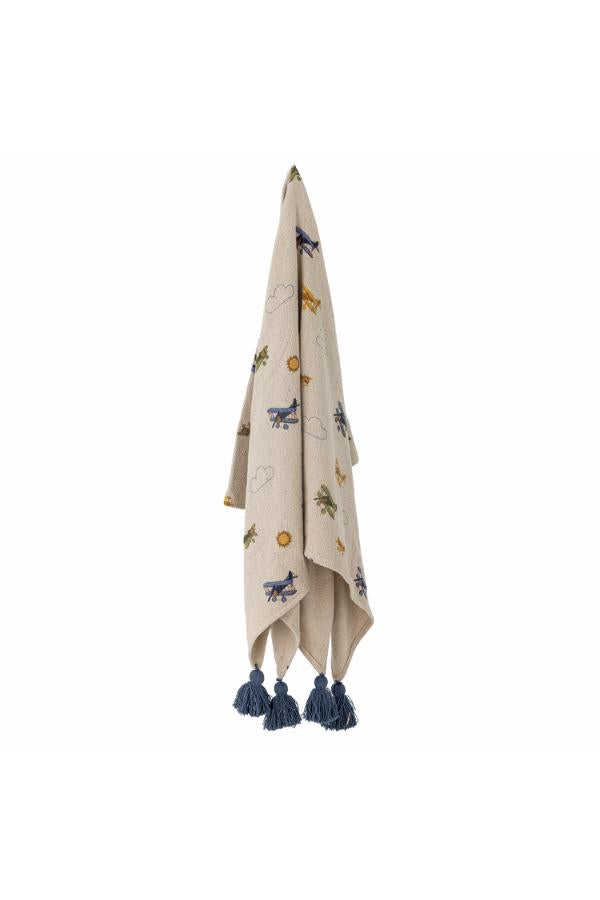 Bloomingville Mini Plane Throw, Nature, Recycled Cotton