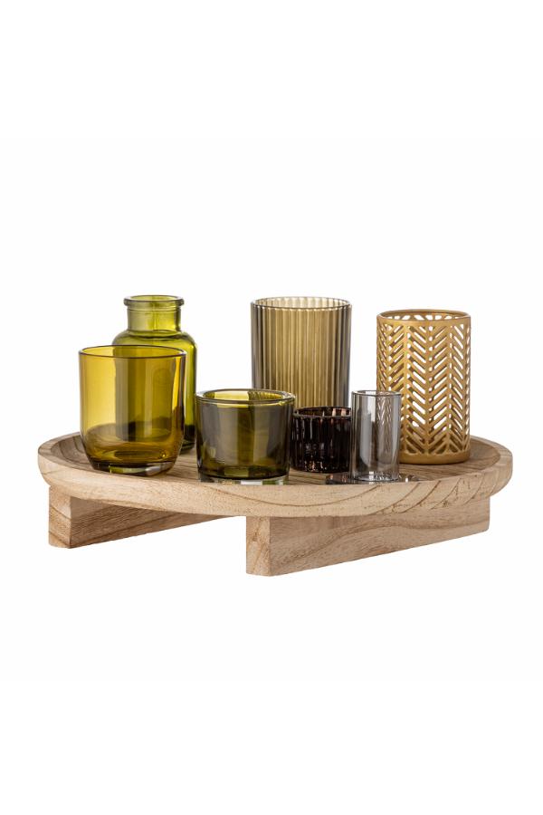 Bloomingville Sanga Tray w/Votive, Nature, Glass