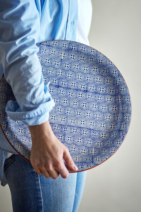 Bloomingville Karine Serving Plate, Blue, Stoneware