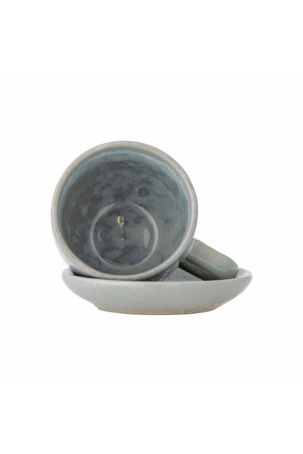 Bloomingville Brenta Cup w/Saucer, Blue, Stoneware