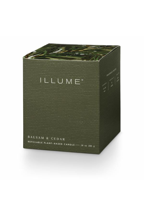 Illume Balsam & Cedar Box Glass Candle, Green,
