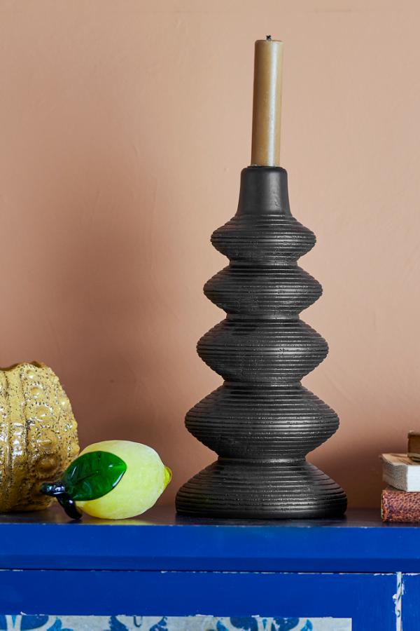Creative Collection Ari Candle Holder, Black, Pine