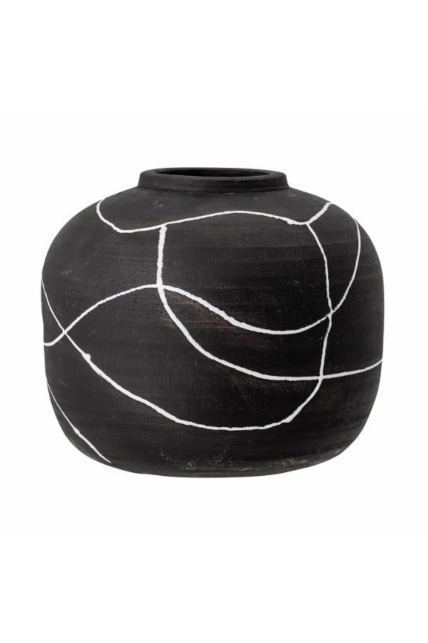 Bloomingville Niza Deco Vase, Black, Terracotta