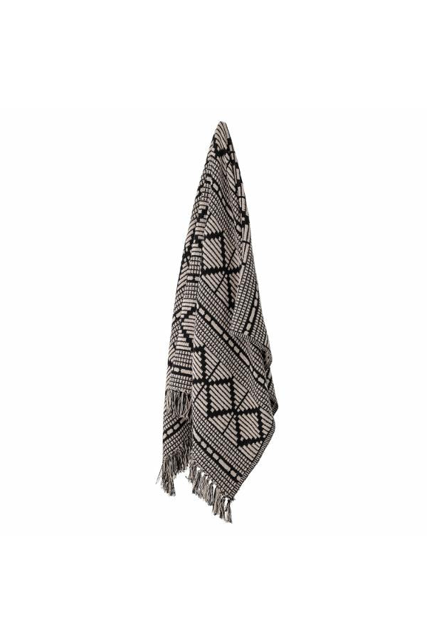 Bloomingville Gutte Throw, Black, Recycled Cotton