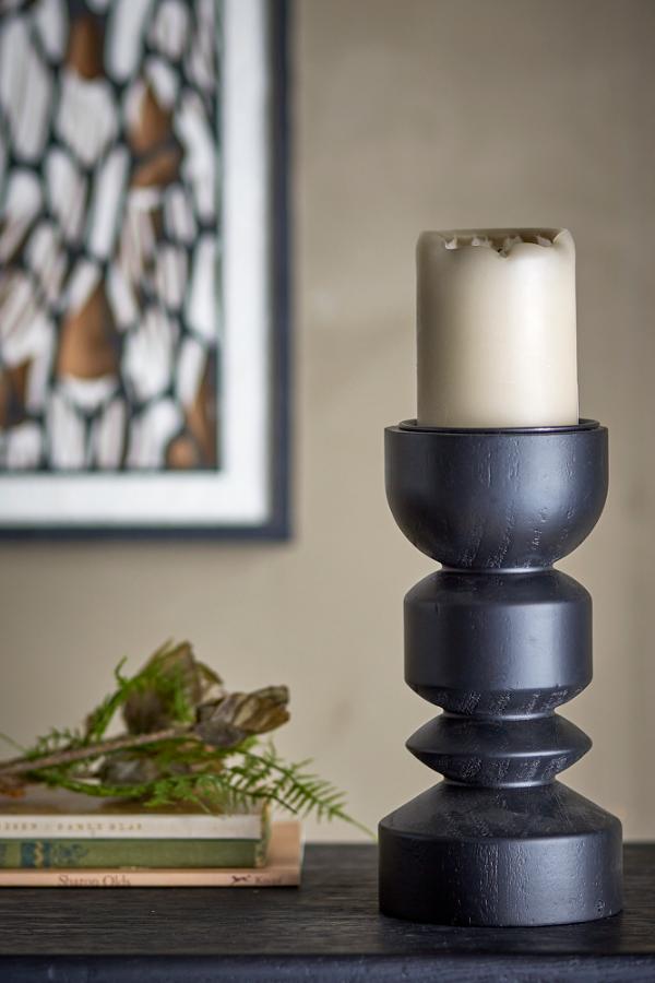 Bloomingville Bowen Candle Holder, Black, Pine