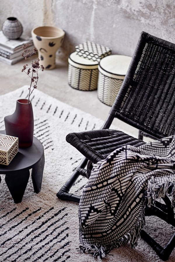 Bloomingville Gutte Throw, Black, Recycled Cotton