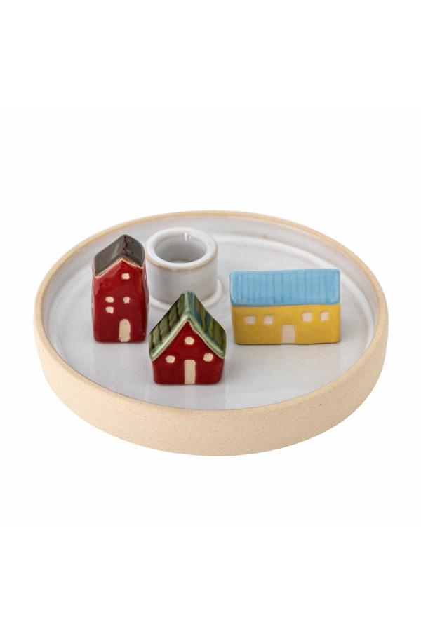 Bloomingville Coze Candle Holder, White, Stoneware