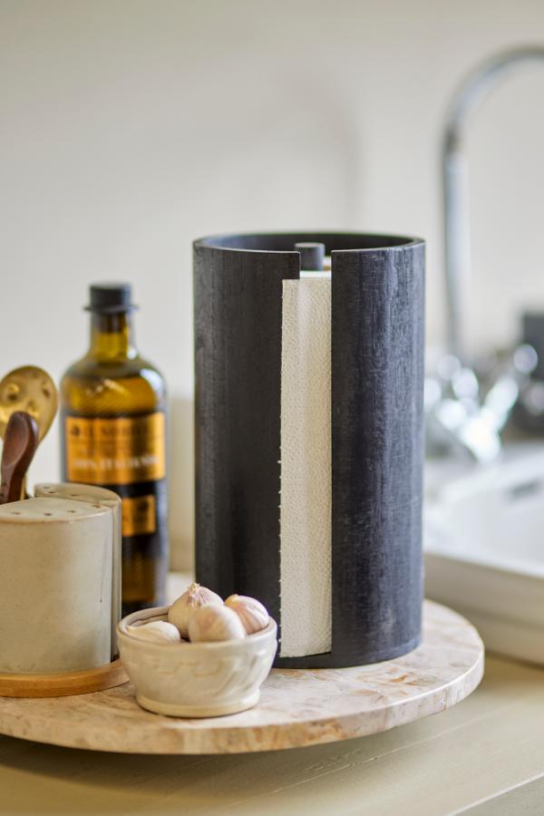 Bloomingville Celian Kitchen Paper Stand, Black, Paulownia