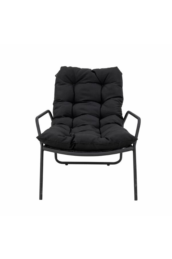 Bloomingville Boel Deck Chair with Stool, Black, Metal