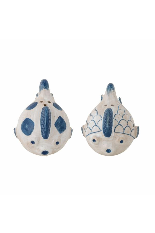 Bloomingville Fugu Salt & Pepper Shaker Set, Blue, Stoneware
