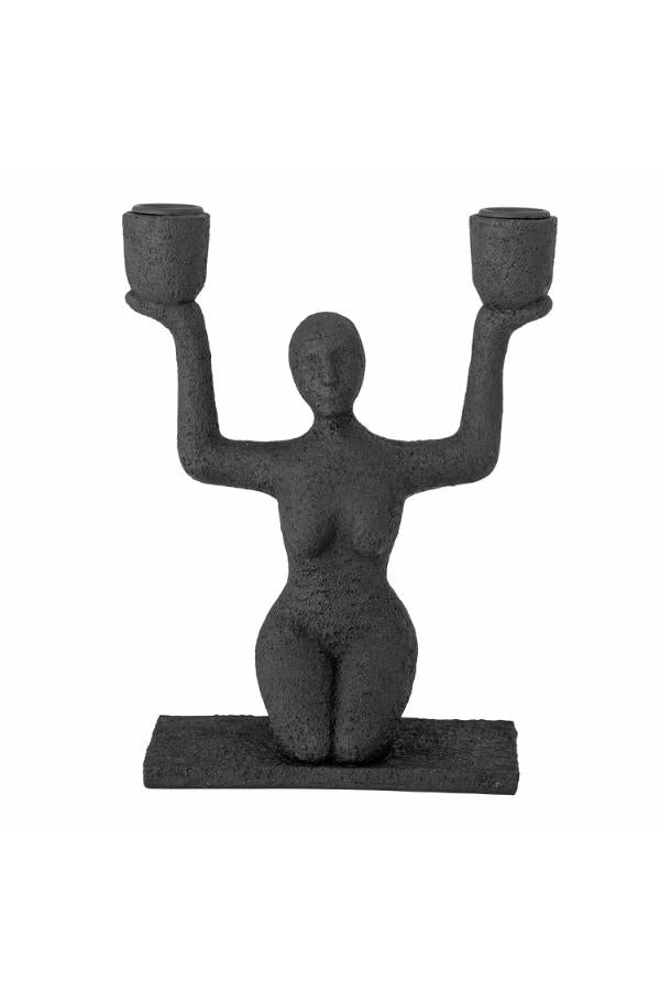 Bloomingville Lucie Candle Holder, Black, Polyresin