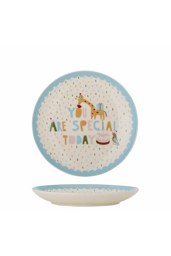 Bloomingville Mini Celebrate Plate, Blue, Stoneware