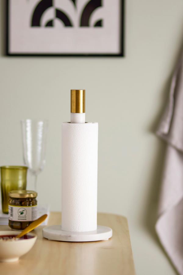 Bloomingville Emira Kitchen Paper Stand, White, Marble