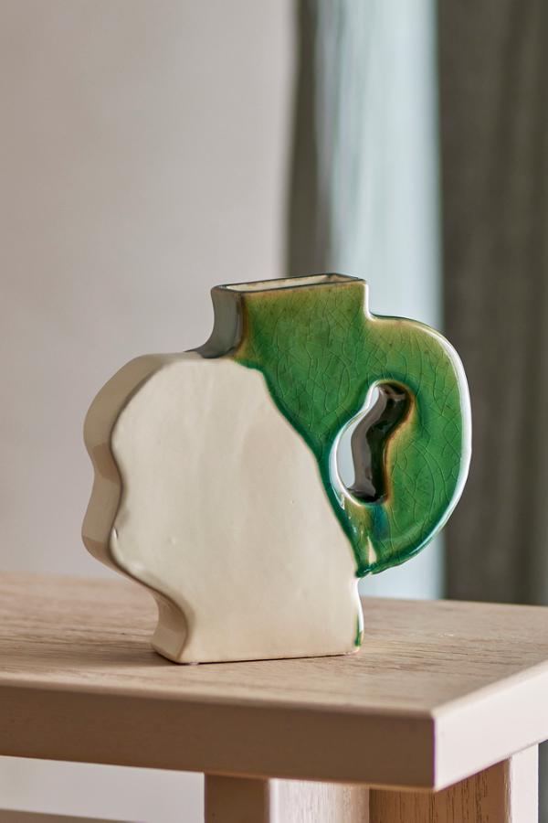 Bloomingville River Vase, Green, Stoneware