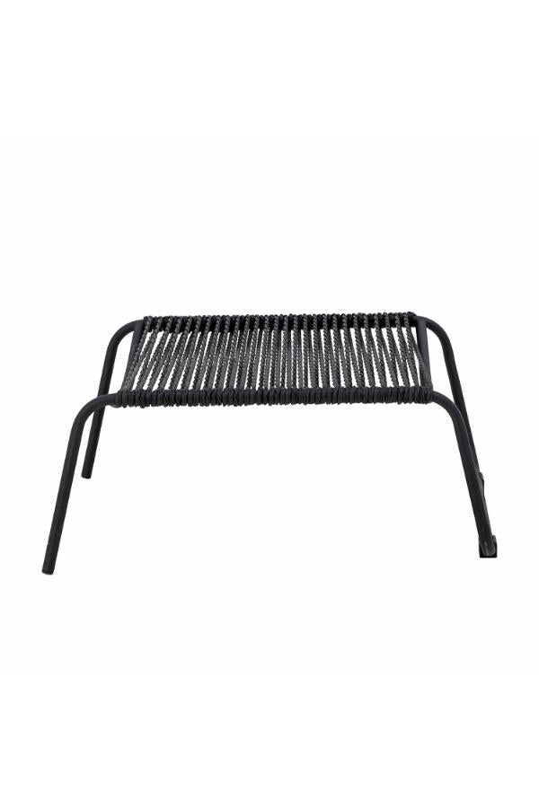 Bloomingville Boel Deck Chair with Stool, Black, Metal