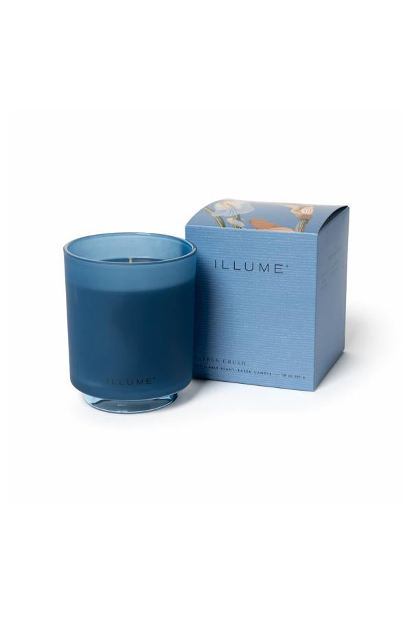 Illume Citrus Crush Box Glass Candle, Blue,