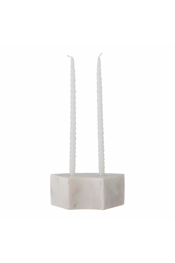 Bloomingville Florida Candle Holder, White, Marble