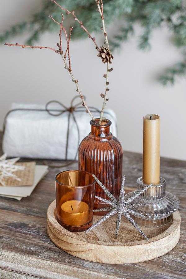 Bloomingville Sanga Tray w/Votive, Brown, Glass
