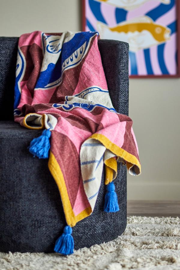 Bloomingville Remy Throw, Multi, Recycled Cotton