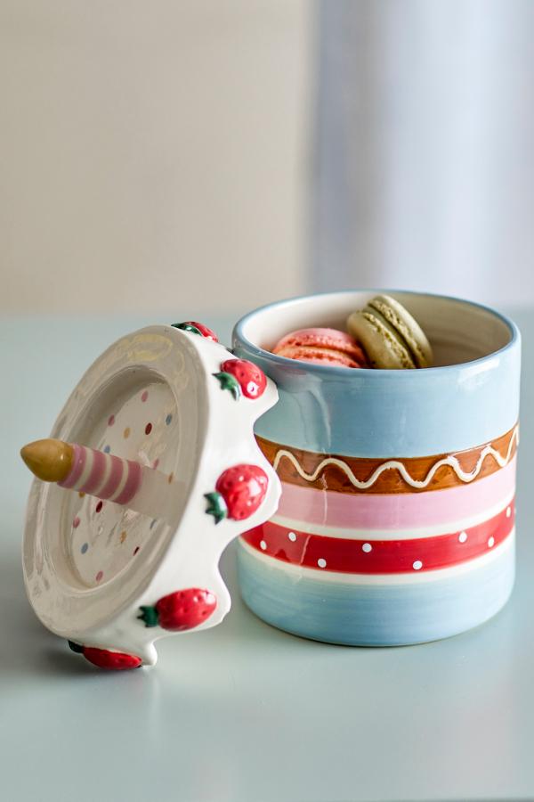 Bloomingville Mini Milkya Jar w/Lid, Multi, Stoneware