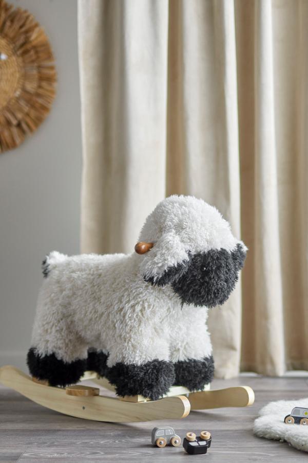 Bloomingville Mini Dolly Rocking Toy, Sheep, White, Polyester