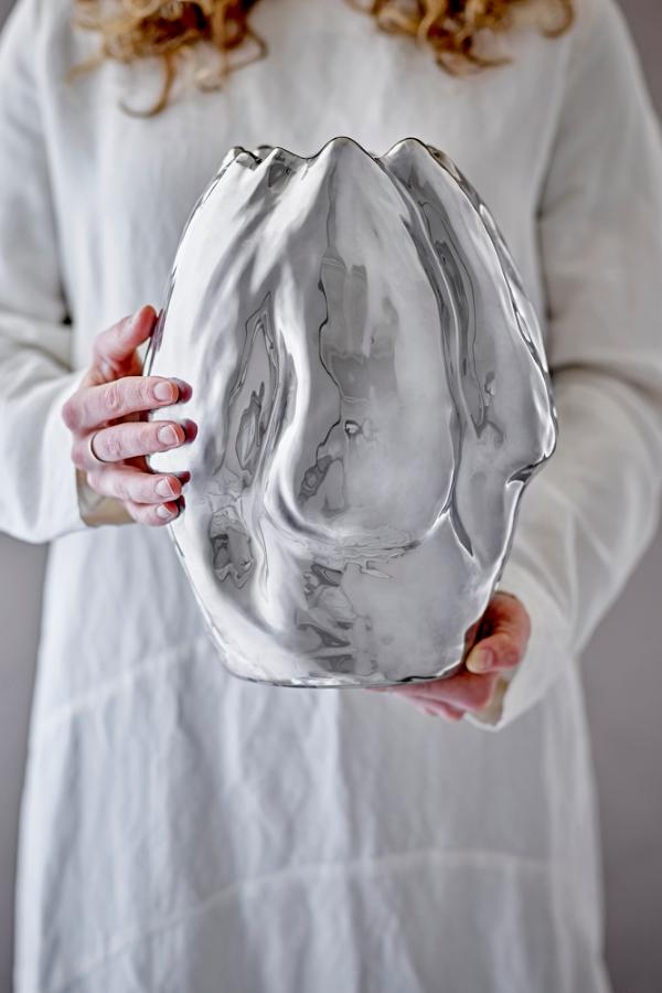 Bloomingville Bobby Vase, Silver, Stoneware