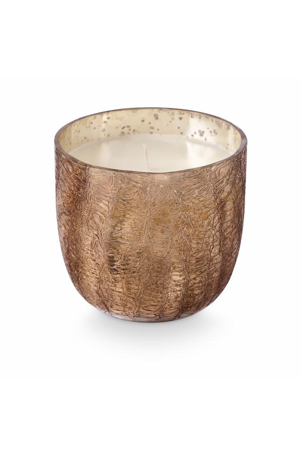 Illume Woodfire Crackle Glass Candle, Brown,