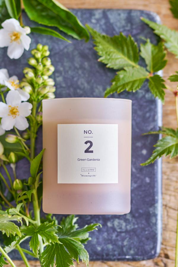 Illume X Bloomingville NO. 2 - Green Gardenia Scented Candle, Rose, Natural Wax