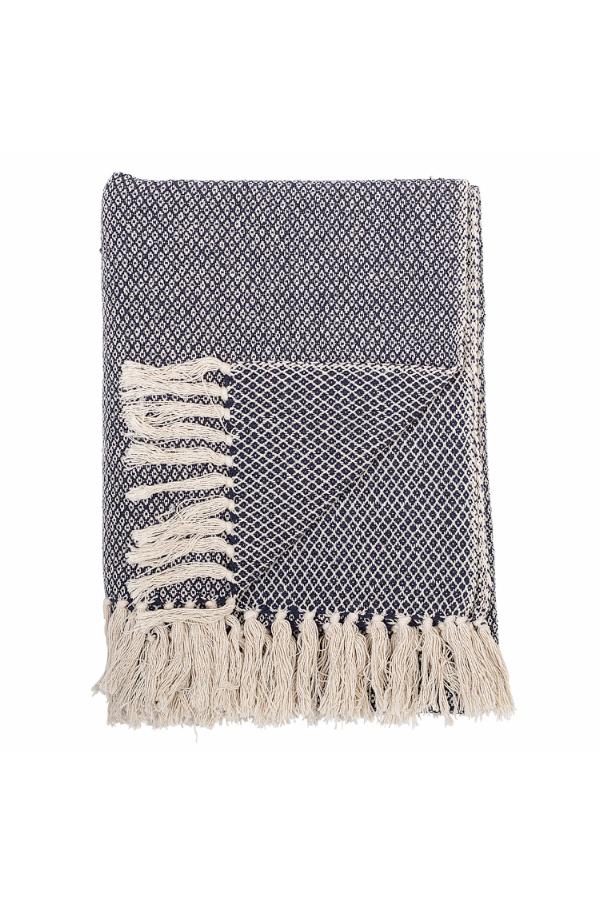 Bloomingville Barry Throw, Blue, Recycled Cotton