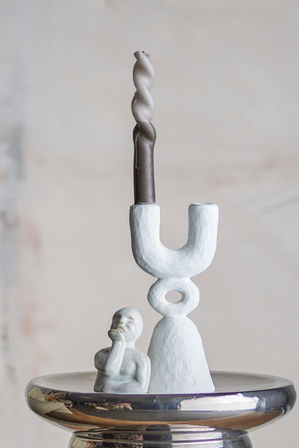 Bloomingville Syra Candle Holder, White, Polyresin