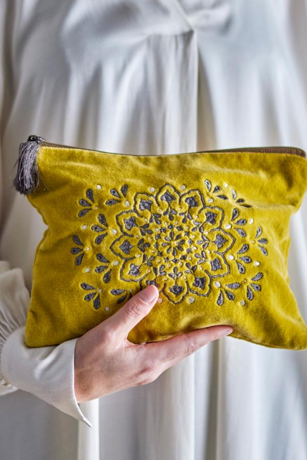 Bloomingville Stefania Cosmetic Bag, Yellow, Cotton