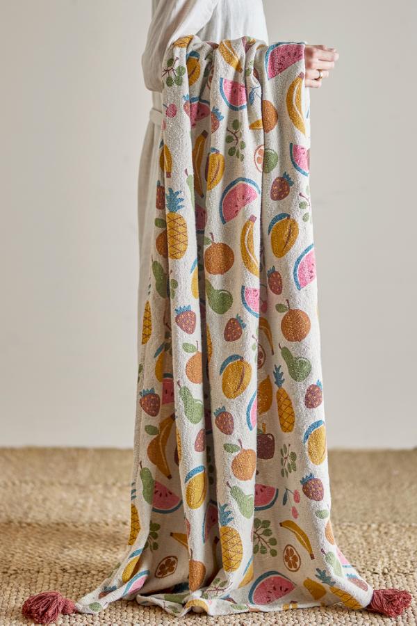 Bloomingville Mini Fruitta Throw, Multi, Recycled Cotton